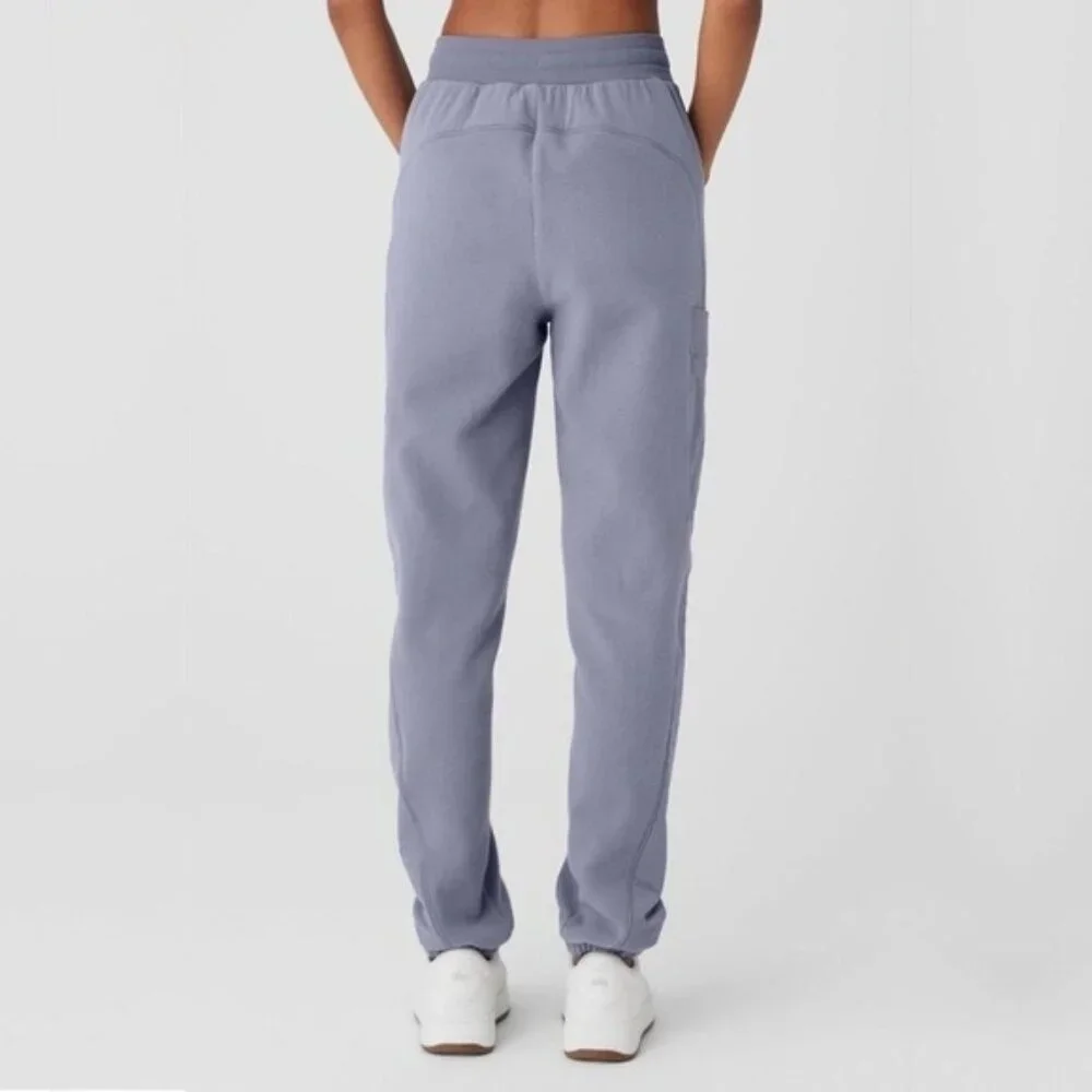 ALO YOGA Polar Fleece Wintry Mix Pant in Fog Small #A1721